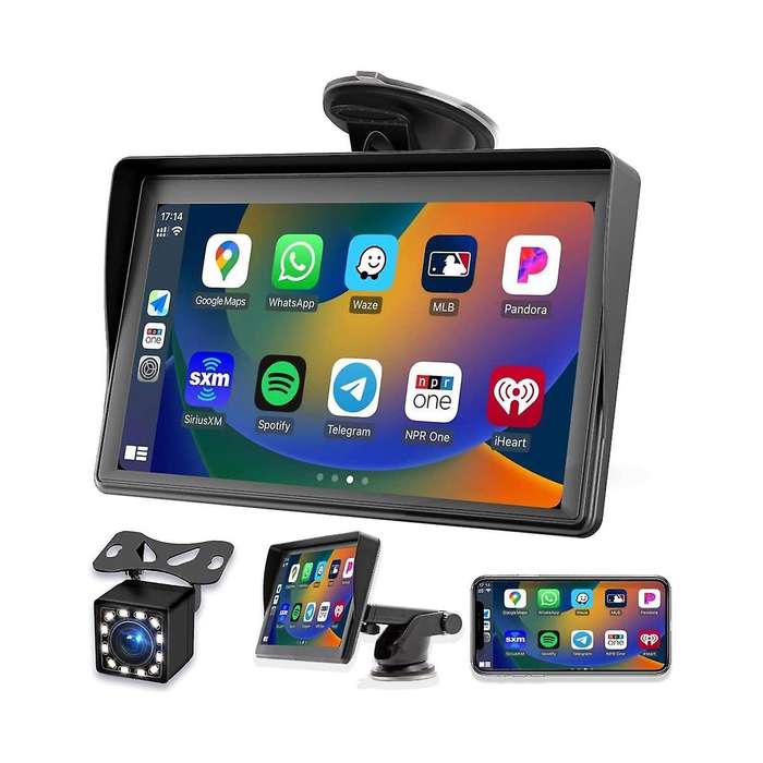 Portable Dash Mount Carplay Display 7in Touch Screen, Gps Navigatin,bluetooth Car Stereo Radio, Bac