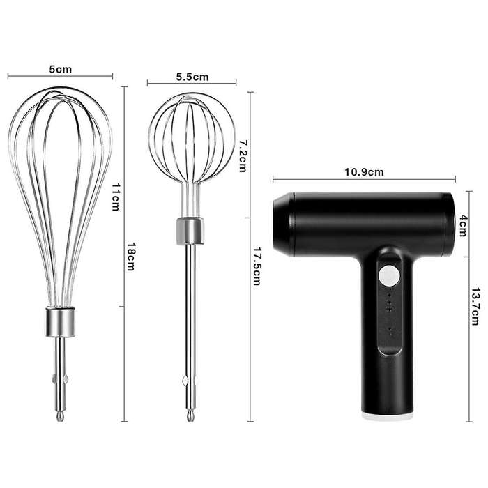 Portable Cordless Electric Whisk Mixer - 3-Speed Handheld USB Charging, for Whisking, Mixing and Bak
