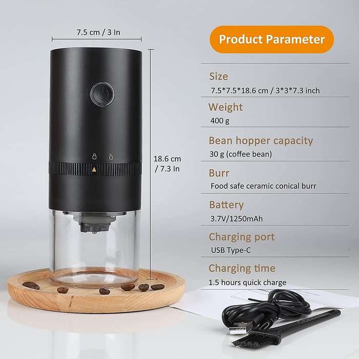Portable Electric Coffee Grinder Coffee Bean Grinder Multi-Grind Setting Suitable for French Press