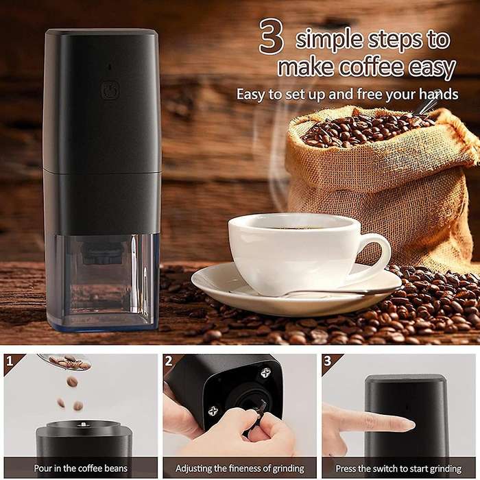 Portable Electric Burr Coffee Bean Grinder,USB Rechargeable with Multi Grind Setting,Coffee Mill for
