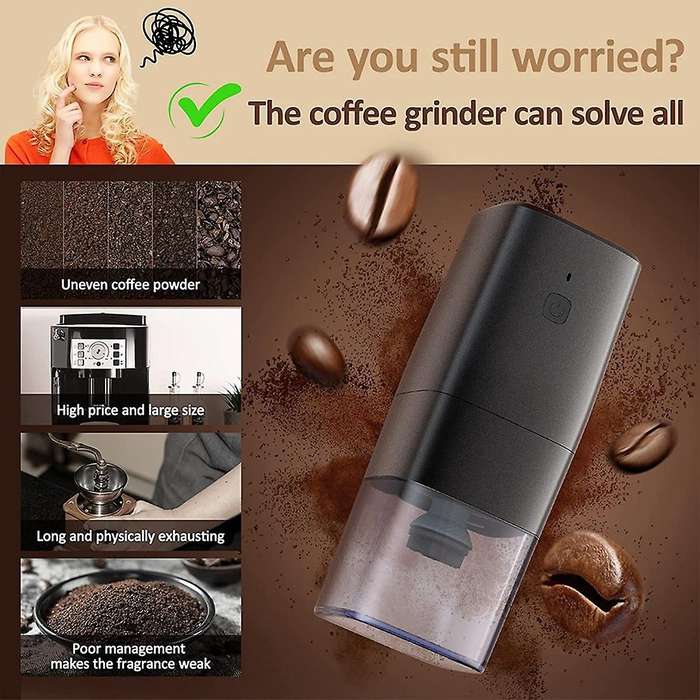 Portable Electric Burr Coffee Bean Grinder,USB Rechargeable with Multi Grind Setting,Coffee Mill for
