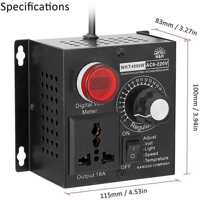 Portable Electronics Voltage Regulator Variable Speed Controller 4000W Electric Variable Speed Contr