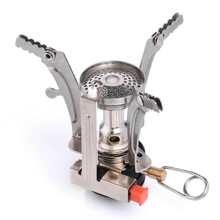 Portable Foldable Camping Stoves Stainless Steel Backpacking Stove with Piezo Ignition Gas Burner fo