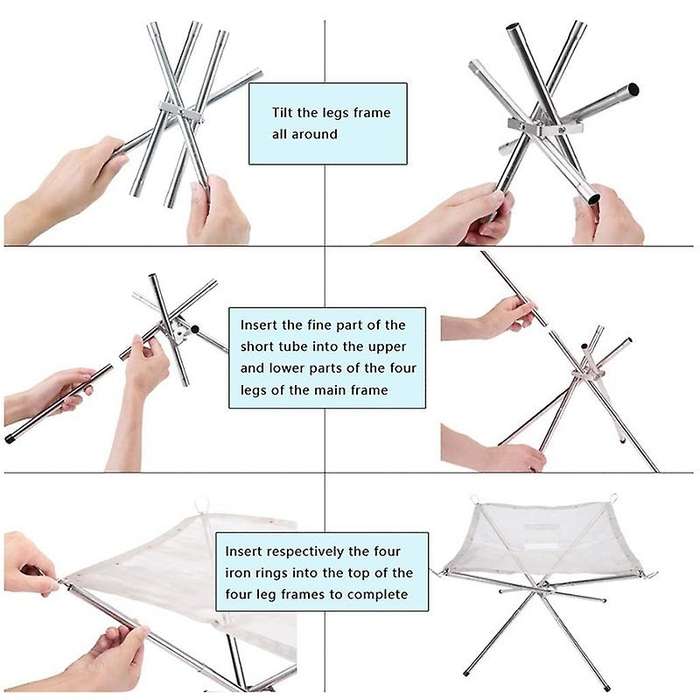 Portable Outdoor Bonfire Campfire Pit Camping Wood Stove Stand Frame Fire Rack Stainless Steel Folda