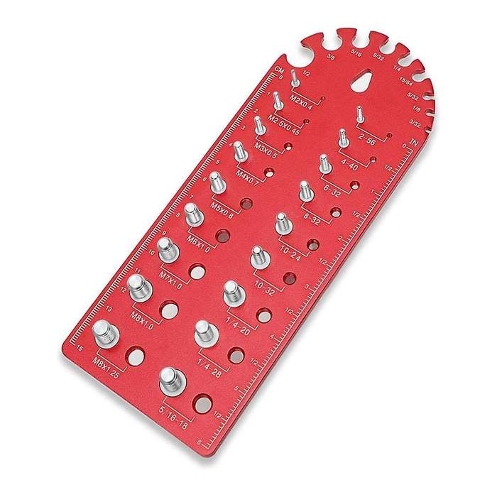 Portable Nut and Bolt Fine Thread Nut and Bolt Size Gauge, Versatile Thread Chaser Set ,Red