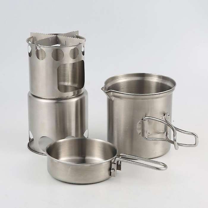 Portable Outdoor Camping Wood Stove Pot Set Stove Sub Outdoor Picnic Folding Hiking Travel Firewood