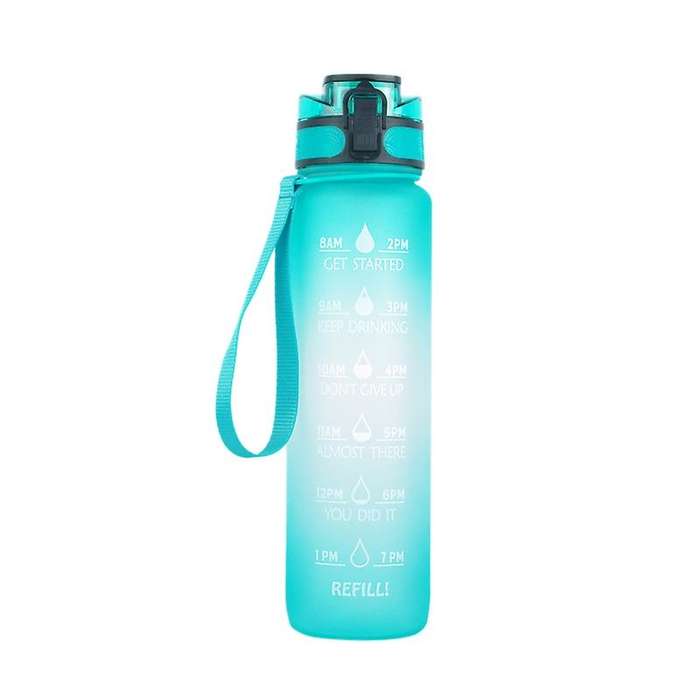 Portable Sports Water Bottle with Time Marker Straw Large Capacity Water Bottle for Fitness Running