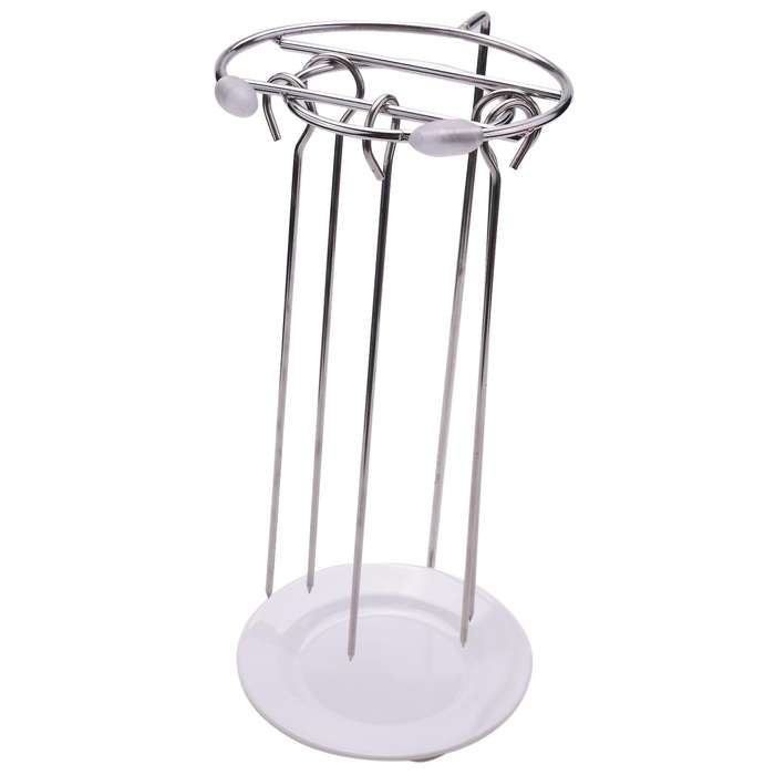 Portable Stainless Steel BBQ Skewers Needle with Rack Holder Grill for Camping