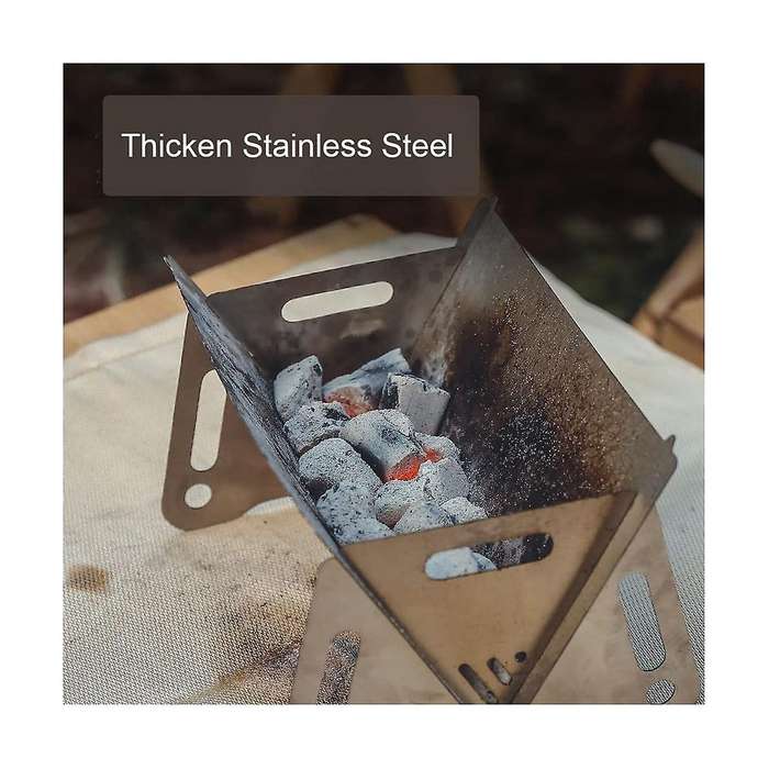 Portable Stainless Steel Camping Stove Ultralight Backpacking Stove Charcoal Barbecue Grill Wood Bur