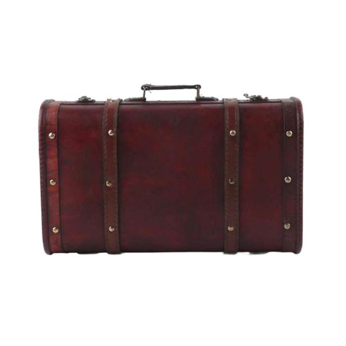 Portable Vintage Wooden Decorative Suitcase Antique Wooden Case Photography Props Craft Decoration