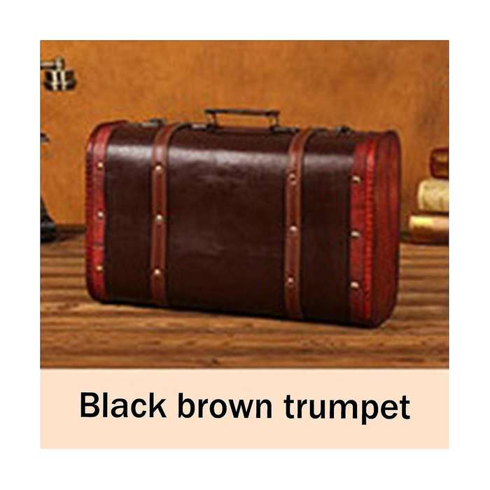 Portable Vintage Wooden Decorative Suitcase Antique Wooden Case Photography Props Craft Decoration