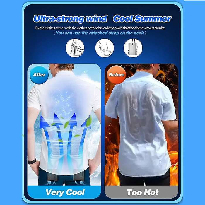 Portable Waist Clip Fan/necklace Fan 12000mah Over 24h Long Working Time,strong ,cooling Fan Hand F
