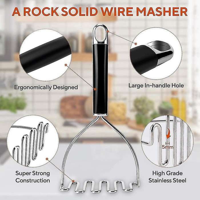 Potato Masher Stainless Steel, Mashed Potatoes Masher, Best Masher Kitchen Tool for Bean, Avocado(s