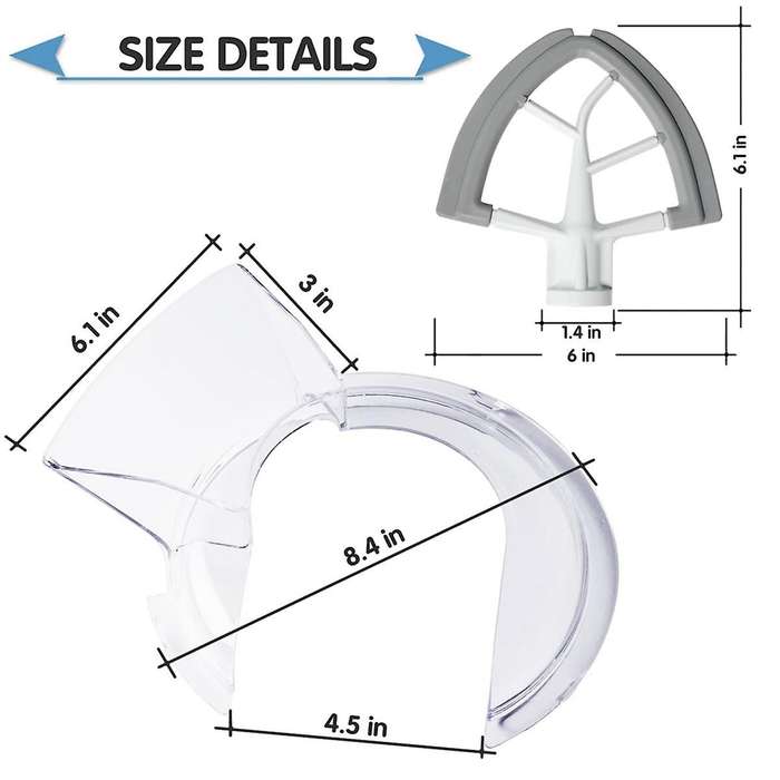 Pouring Shield for 4.5 and 5 Quart Tilt-head Stand Mixers and Flex Edge Beater for Tilt-head 4.5-5q