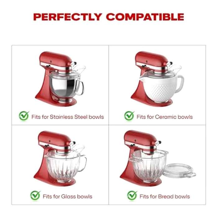 Pouring Shield for 4.5-5 Quart Mixer Bowl, Clear Safety Shield for Aid Tilt-head Stand Mixers