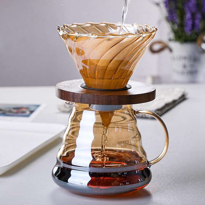 Pour over Coffee Set Dripper 600Ml Coffee Server Glass Funnel Drip Coffee Maker Filter Brewing Cup W