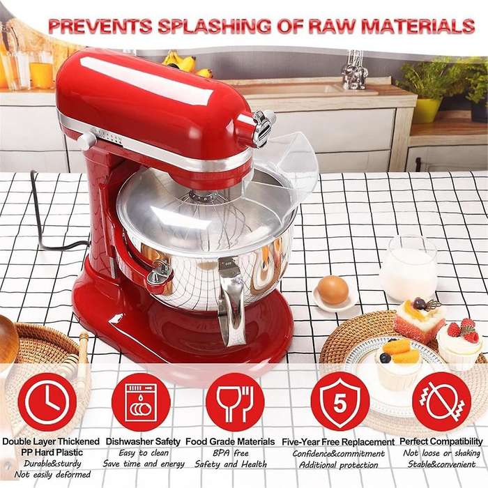 Pouring Shield for 5.5 Quart, 6, 7, 8 Qt Stainless Steel Bowl-Lift Stand Mixer Accessories Splash Gu