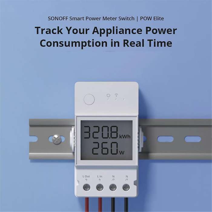 POW Elite 16A Wifi Meter Switch Voltage, Current, Power Consumption LCD Display Wireless Remote Cont