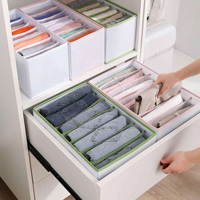 PP Wardrobe Clothes Organizer Jeans Compartment Storage Box Underpants Foldable Wardrobe Storage Box