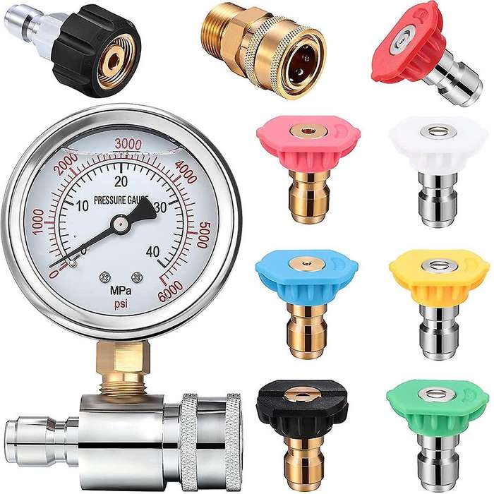 Pressure Washer Adapter Pressure Washer Gauge Kit with 6000Psi 3/8 Inch Pressure Washer Gauge, Quick