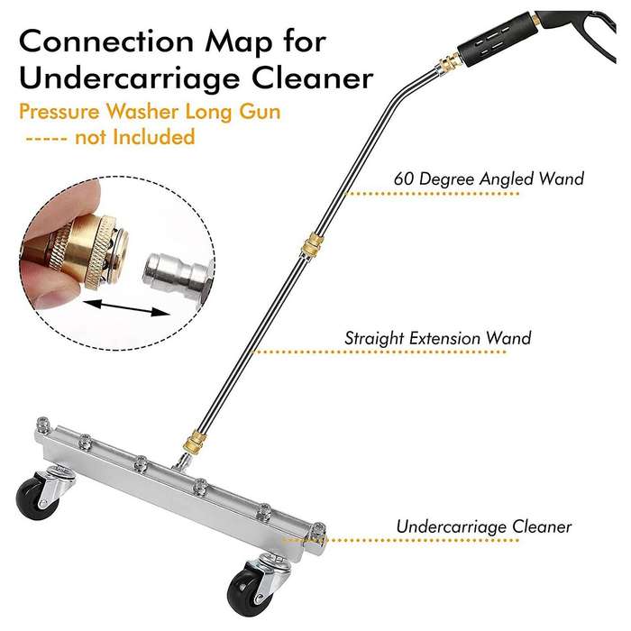 Pressure Washer Cleaner with 6 Nozzles, Under Car Washer Broom Attachments Extension Wand 60 Angled
