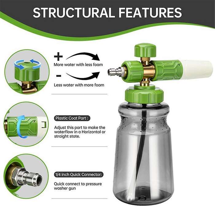 Pressure Washer Cannon with Foam Cannon, Pressure Washer Sprayer with Dual Adjustable Snow Foam Cann