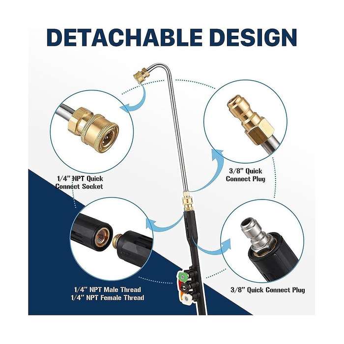 Pressure Washer Extension Wand, 1/4inch Gutter Cleaning Tools From The Ground, Power Washer Extensio