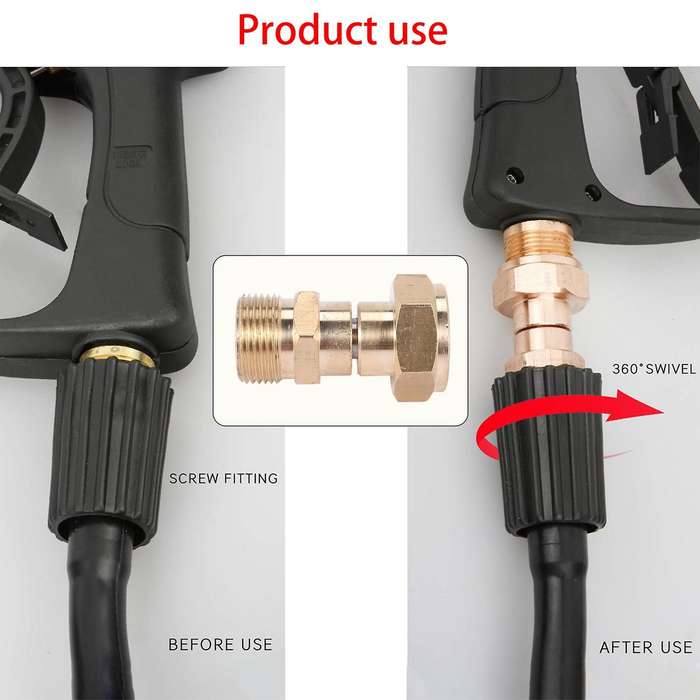 Pressure Washer Swivel Joint, Free to Hose Fitting, Anti Twist Metric M22 14Mm Connection, 3000 Psi