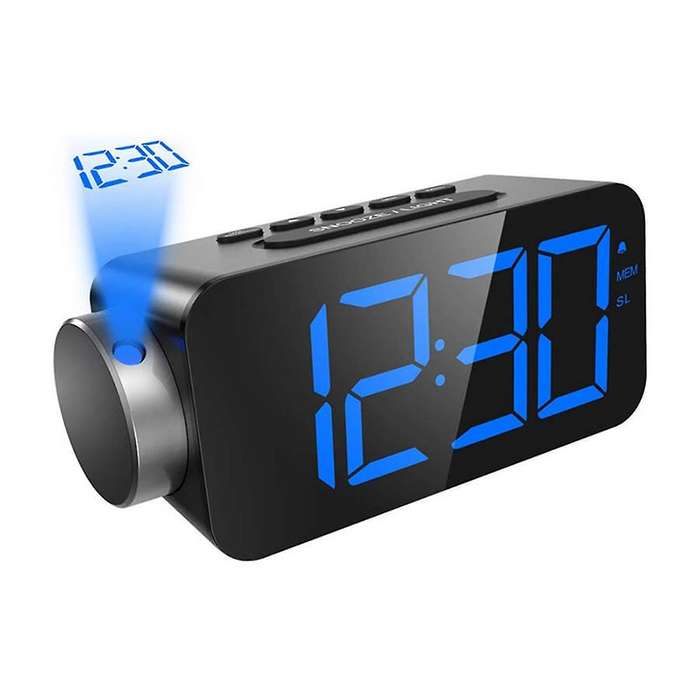 Projection Alarm Clock Radio Digital Alarm Clocks for Bedrooms Screen LED Clock with USB Charger 3 D