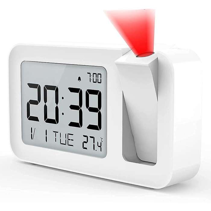 Projection Alarm Clock with Indoor Temperature, 4 Adjustable Projection Brightness, Alarm Clock Suit
