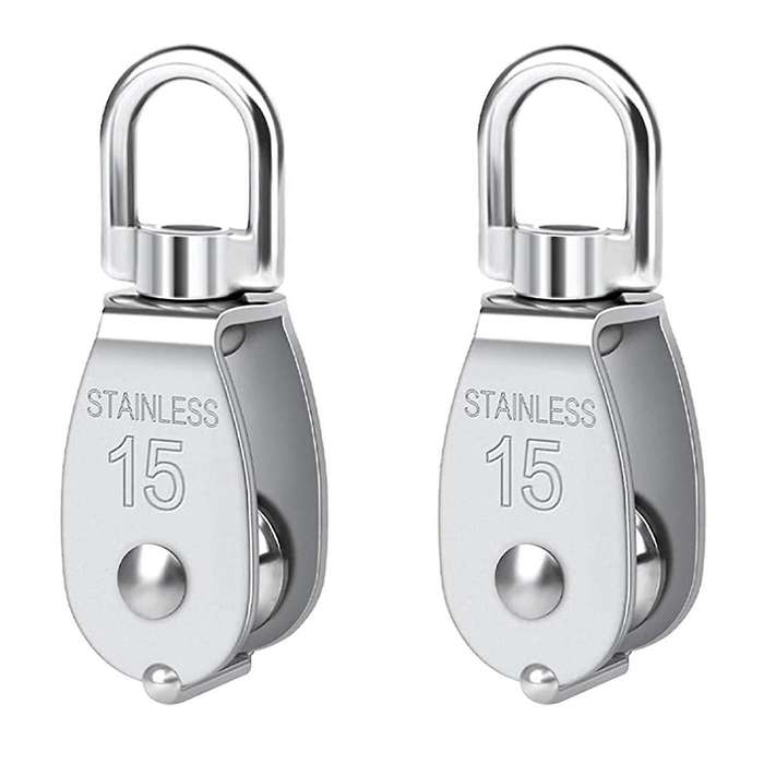 Pulley 304 Stainless Steel Single Pulley Block M15 Small Heavy Duty Swivel Bearing Pulley System for