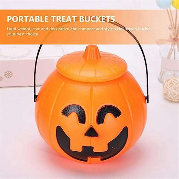 Pumpkin Candy Bucket,Halloween Pumpkin Bucket, Pumpkin Bucket Jack Lantern Candy Basket Halloween Pa
