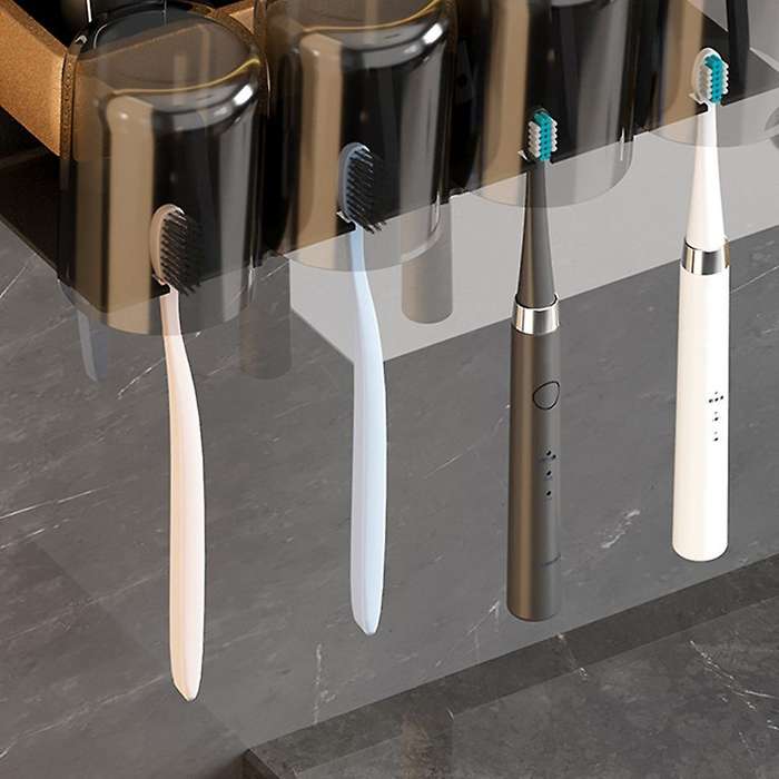 Toothbrush Holder Bathroom Toothpaste Storage Rack with Cup Holder