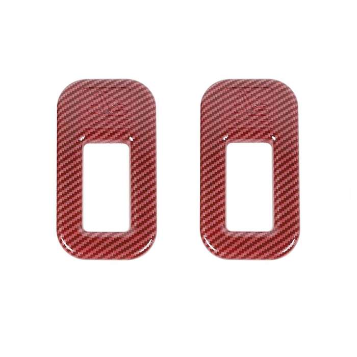 Car Safety Seat Fixing Buckle Trim Cover Stickers Red Carbon Fiber