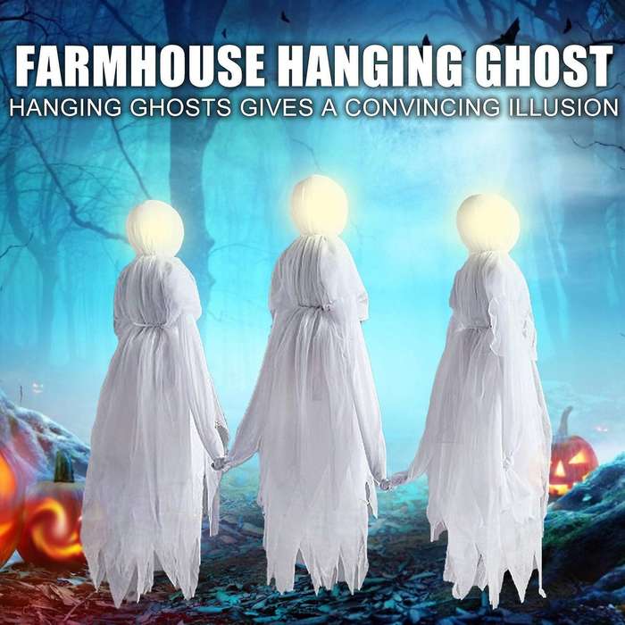 White Witches Halloween Yard Decoration Holding Hands Ghosts Set Of 1