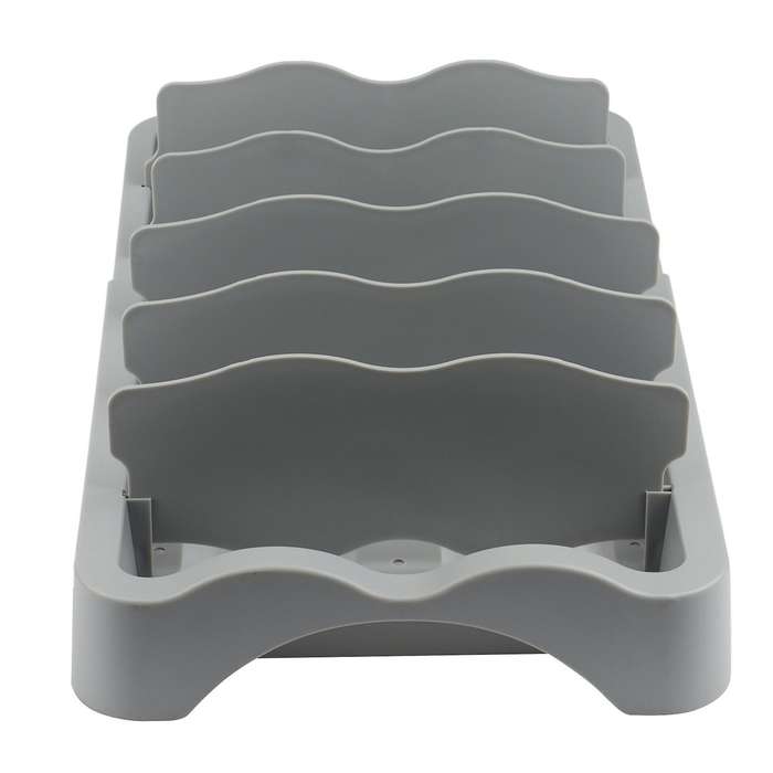 Food Container Lid Organizer, Expandable with Dividers Gray