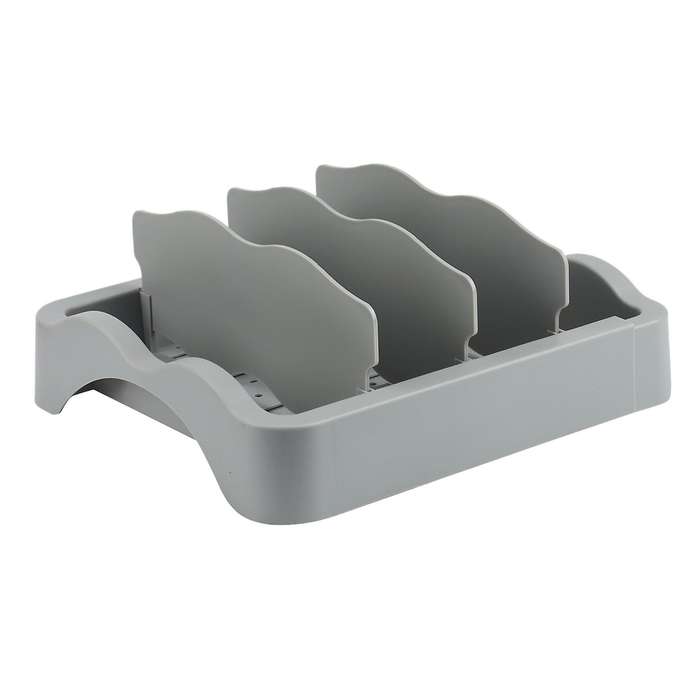 Food Container Lid Organizer, Expandable with Dividers Gray