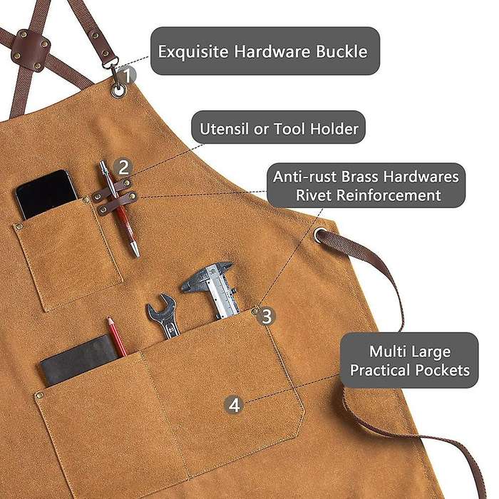 Apron for Men Arpons with Pockets-cross Back for Grilling Brown