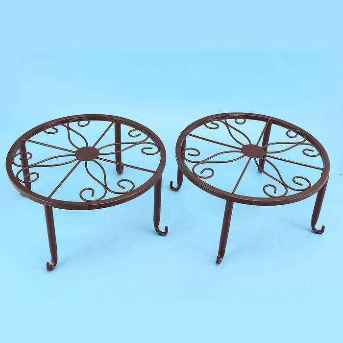Plant Pot Stands, Indoor &outdoor Round Shelf for Garden Decor(black)