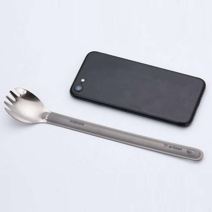 Titanium Long Handle with Bowl Outdoor Camping Cooking Utensils