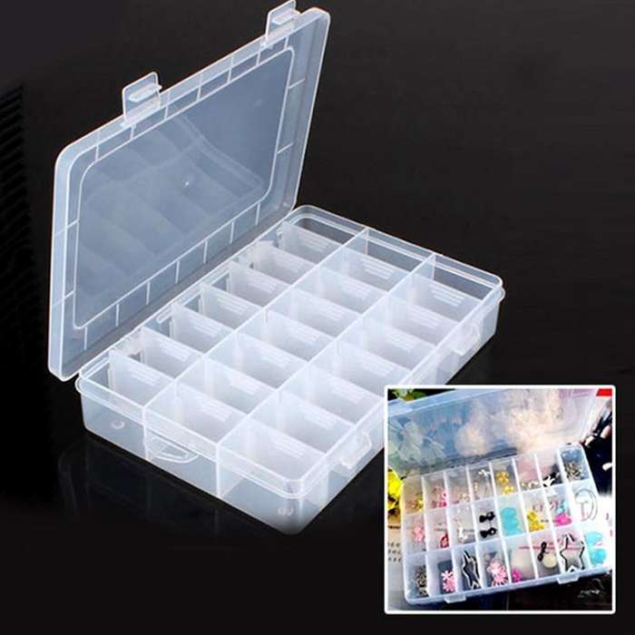 5pcs/set 24 Compartment Slot Storage Box Adjustable Plastic Case