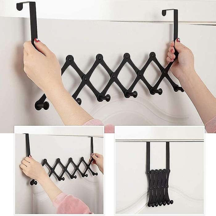 Expandable Over The Door Hook Hanger, Over The Door Rack with 6 Hooks