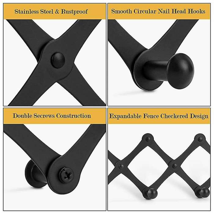 Expandable Over The Door Hook Hanger, Over The Door Rack with 6 Hooks