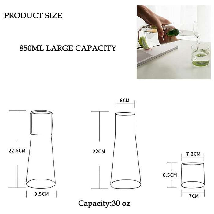Clear Bedside Water Carafe Set with Tumbler Glass