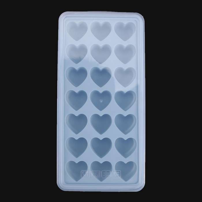2pcs Silicone Ice Cube Heart Shaped Tray 21-ice Cube Mould -blue