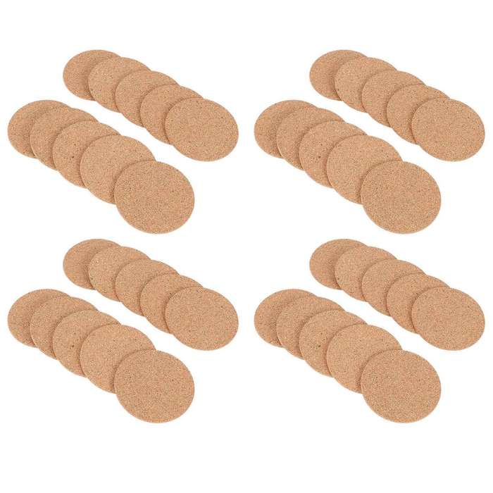 Set Of 40 Cork Bar Drink Coasters 90mm, 5mm Thick