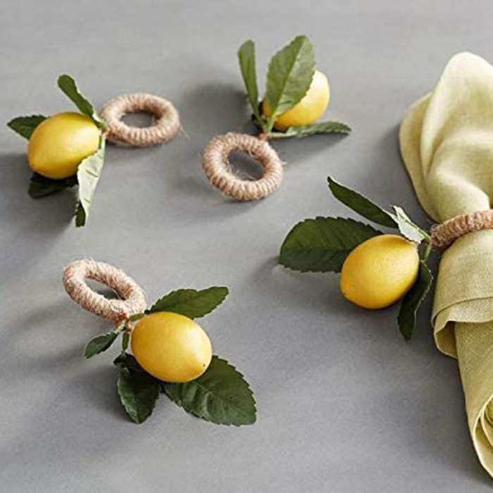 Napkin Rings Set Of 12,decorative Lemon Vine Leaf Napkin Rings