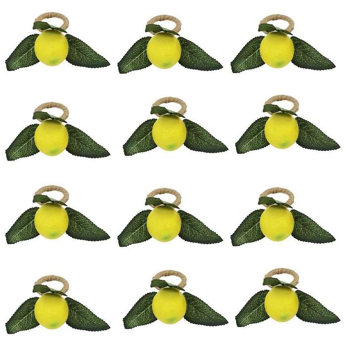 Napkin Rings Set Of 12,decorative Lemon Vine Leaf Napkin Rings