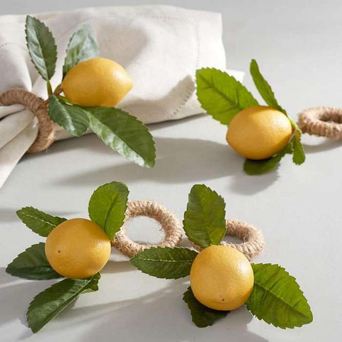 Napkin Rings Set Of 12,decorative Lemon Vine Leaf Napkin Rings