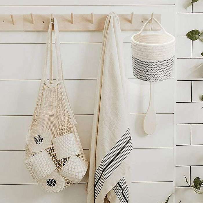 2x Wall Rope Baskets Cotton Rope Baskets Woven Baskets Storage